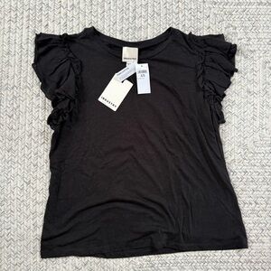 Industry Black Ruffle Sleeve Tee